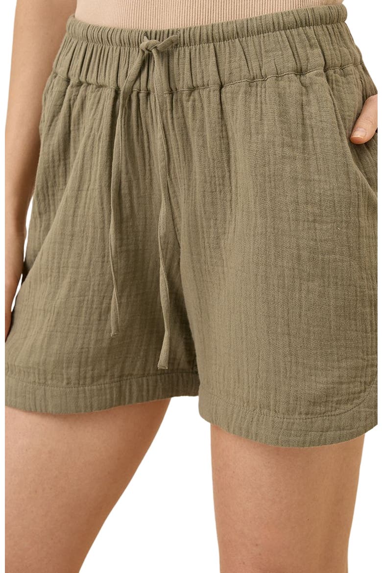 Organic Cotton Coastal Double Gauze Curved Hem Short, Alternate, color, Khaki Green