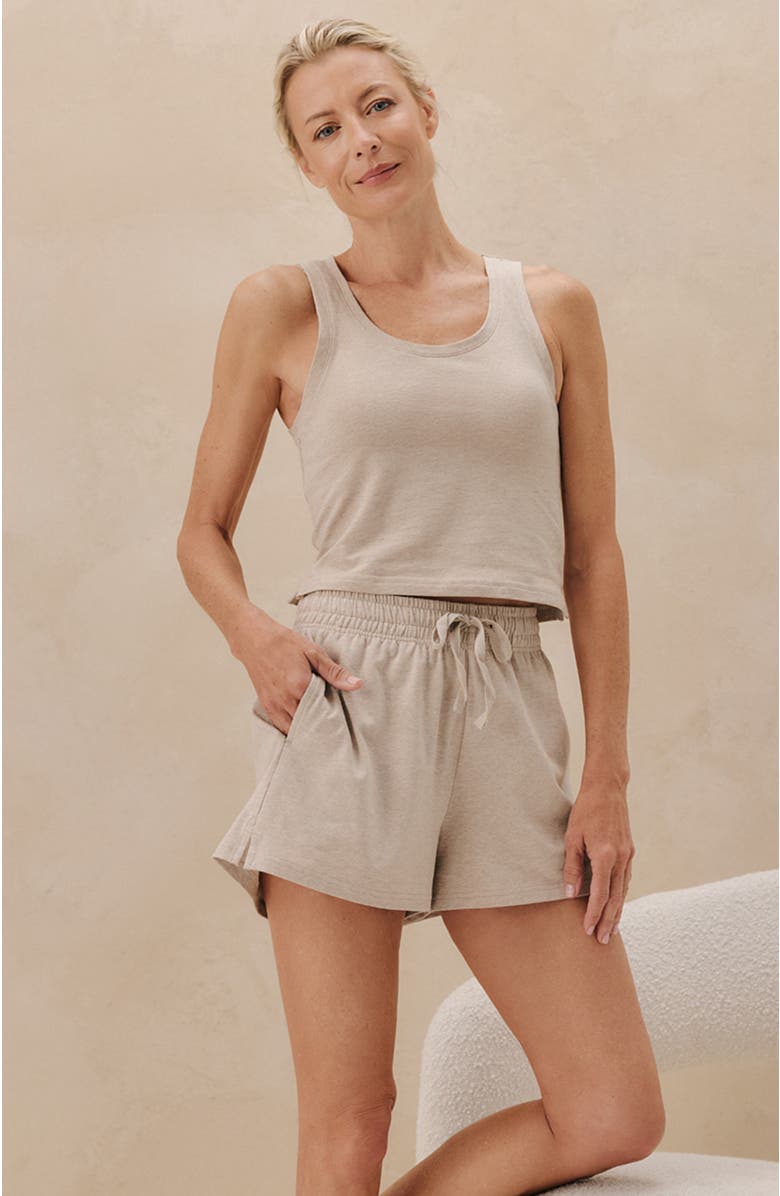 Pact Organic Cotton Cool Stretch Lounge Short, Alternate, color, Oat Heather