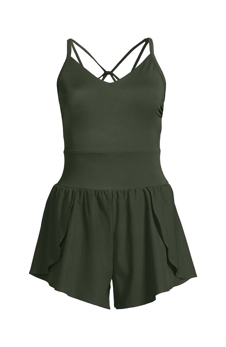 Lands' End Tugless Strappy X-Back Romper Swimsuit, Alternate, color, 