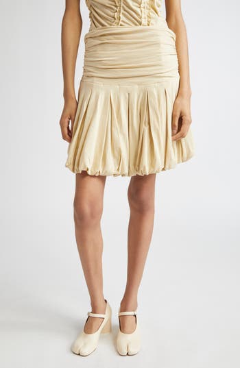 Renaissance Renaissance Qajar Pleated Bubble Hem Jersey Miniskirt In Yellow