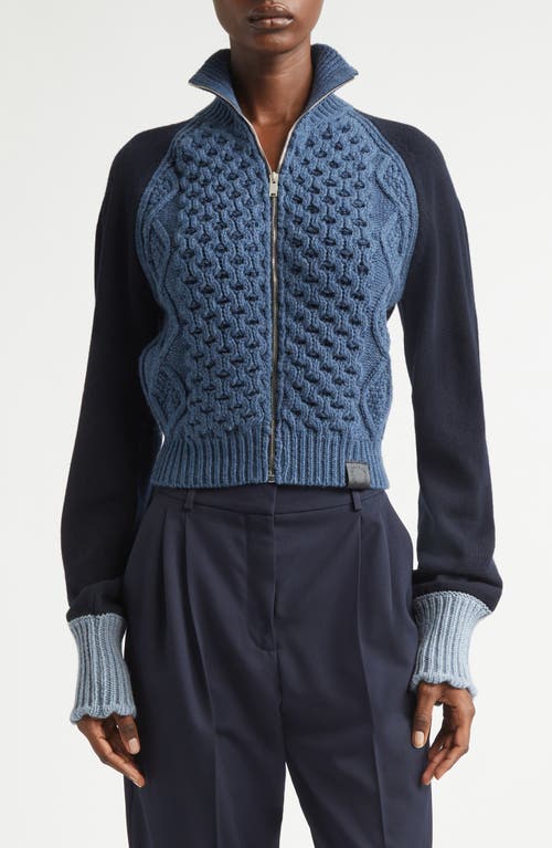 Stella Mccartney Hybrid Knit Bomber Jacket In Blue