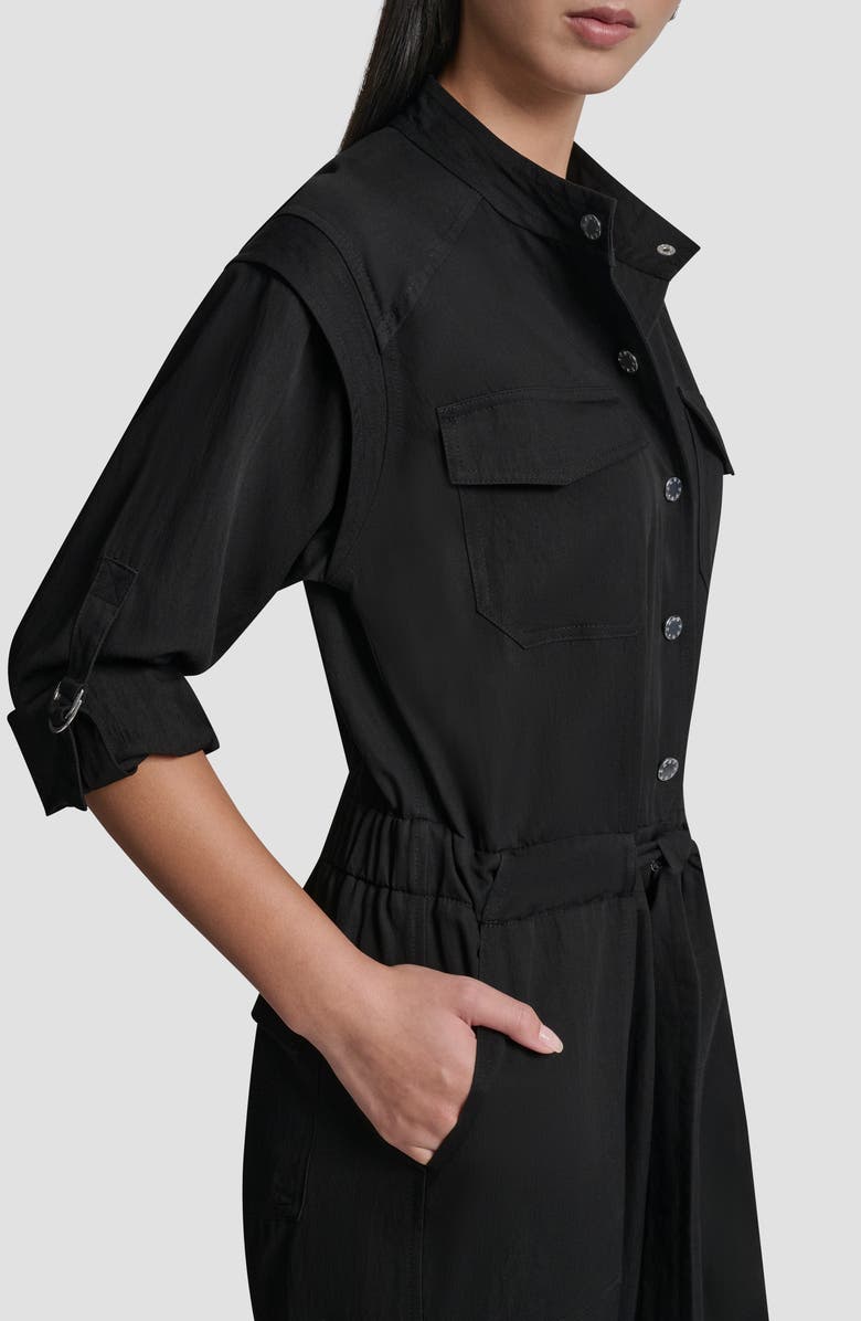 DKNY Long Sleeve Jumpsuit, Alternate, color, Black