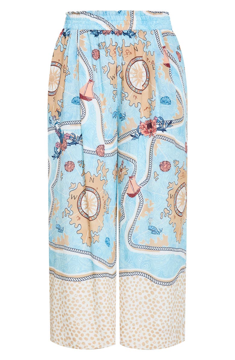 City Chic Postcard Print Pants, Alternate, color, Voyage Print