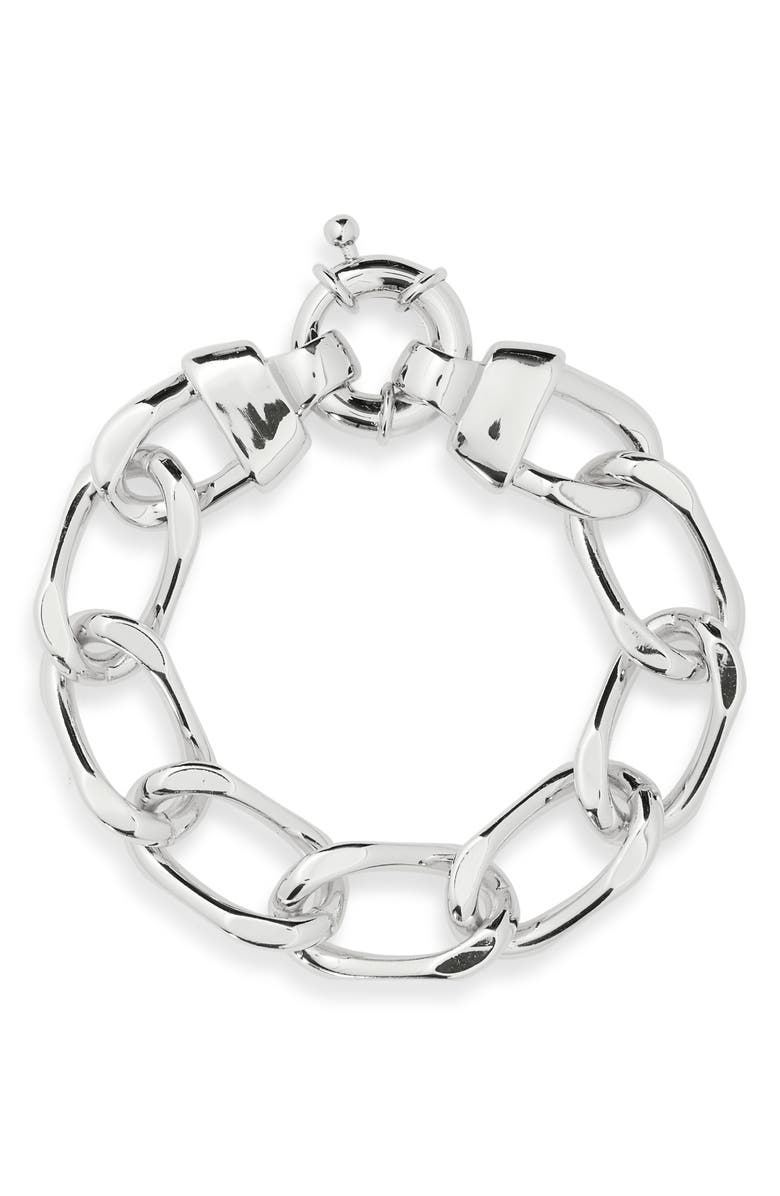 ARGENTO VIVO Large Oval Chain Link Bracelet, Main, color, Silver