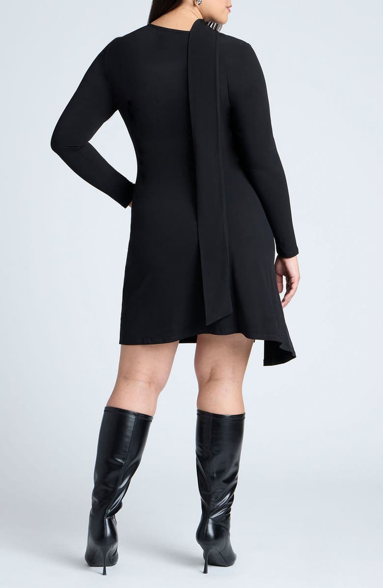 ELOQUII Scarf Neck Long Sleeve Minidress, Alternate, color, 