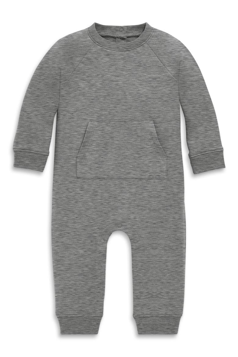 French Terry Sweatshirt Romper, Main, color, HEATHER STORM