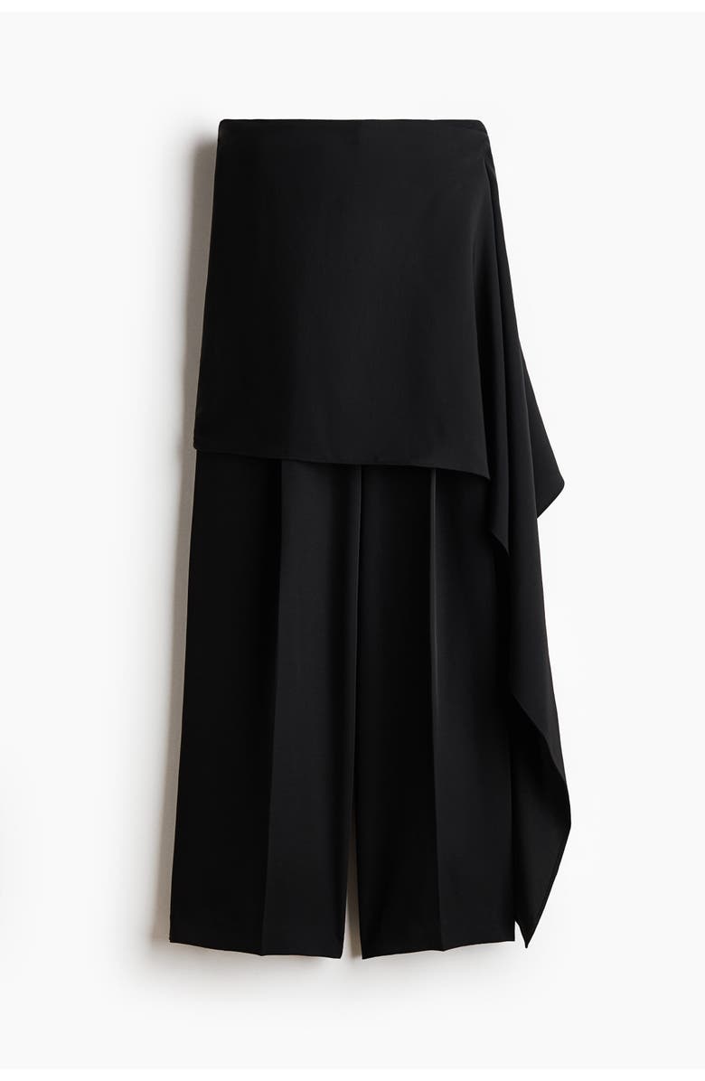 H&M Tailored Skirt-layered Trousers, Main, color, Black