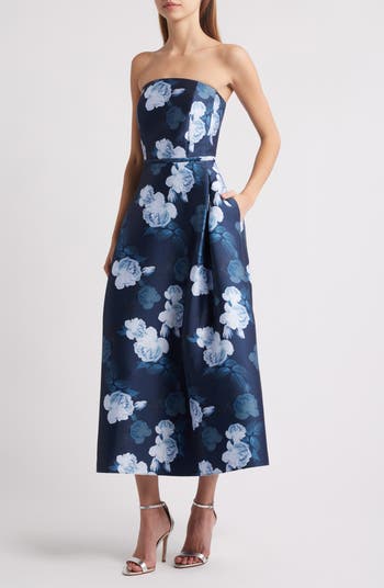 Sachin & Babi Shay Floral Strapless Stretch Mikado Cocktail Sachin & Babi Shay Floral Strapless Stretch Mikado Cocktail