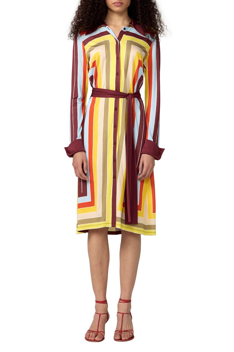 The Diane Stripe Long Sleeve Jersey Shirtdress, Main, color, DORIAN STRIPE MULTI
