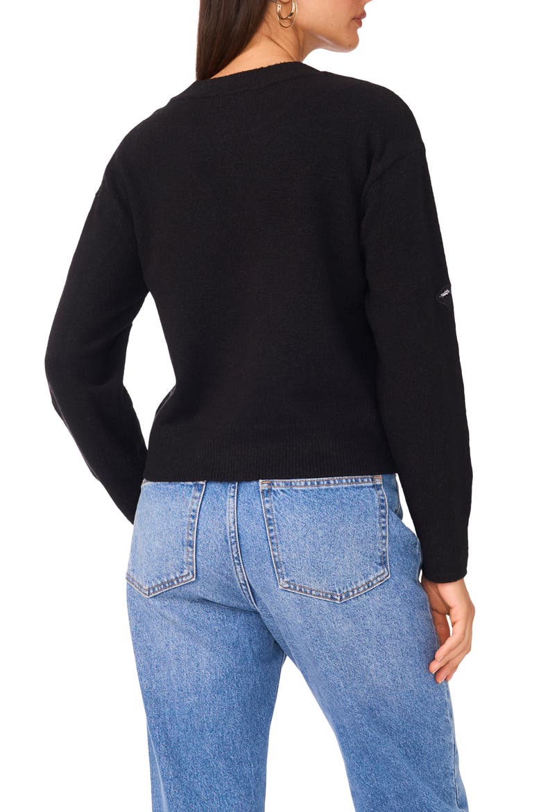 Lace Bow Crop Sweater, Alternate, color, RICH BLACK