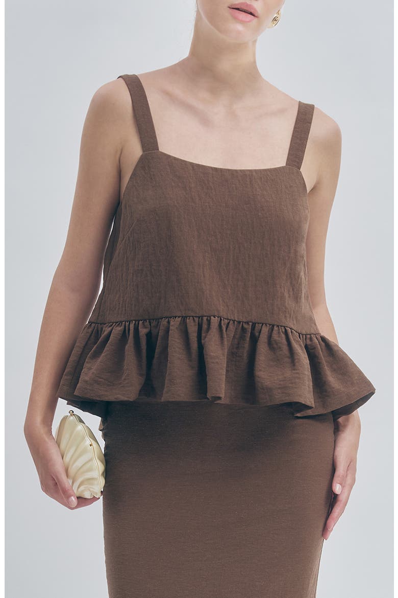Brandy Peplum Top, Main, color, BROWN