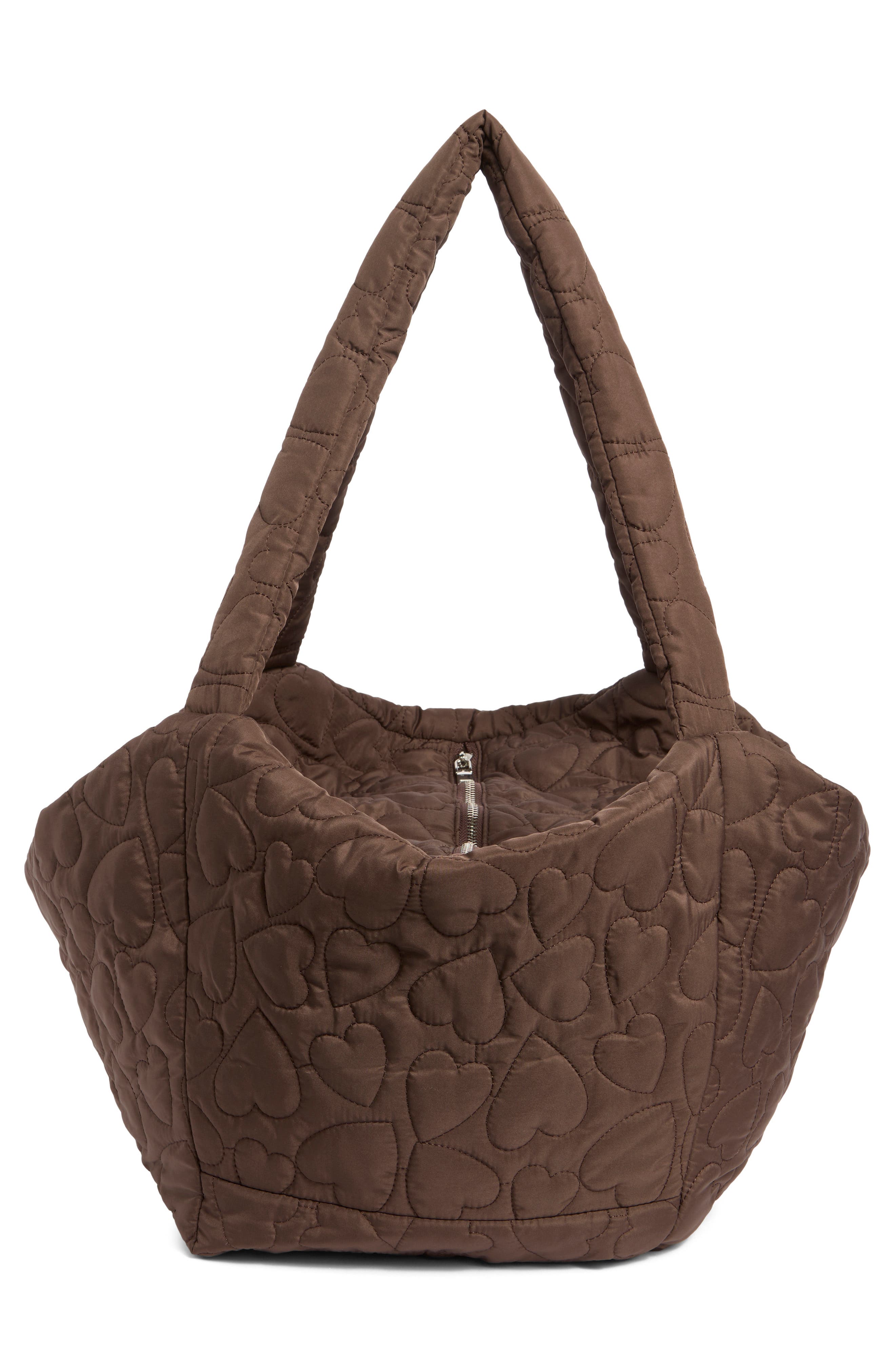 BP. Quilted Heart Tote, Alternate, color, Brown Coffee