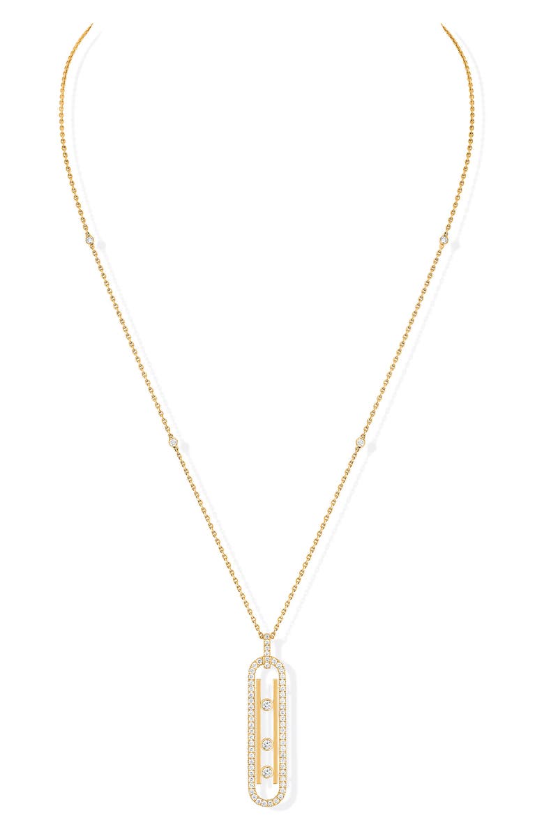 Messika Baby Move Pavé Diamond Pendant Necklace, Main, color, Yellow Gold