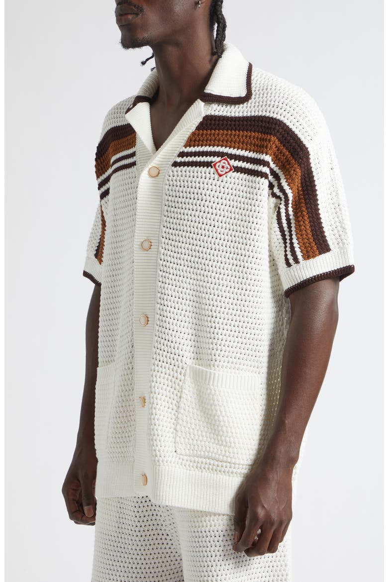 Tennis Stripe Cotton Open Stitch Sweater, Alternate, color, COTTON