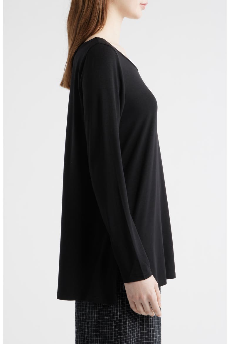 Ballet Neck Long Sleeve Tunic, Alternate, color, BLACK