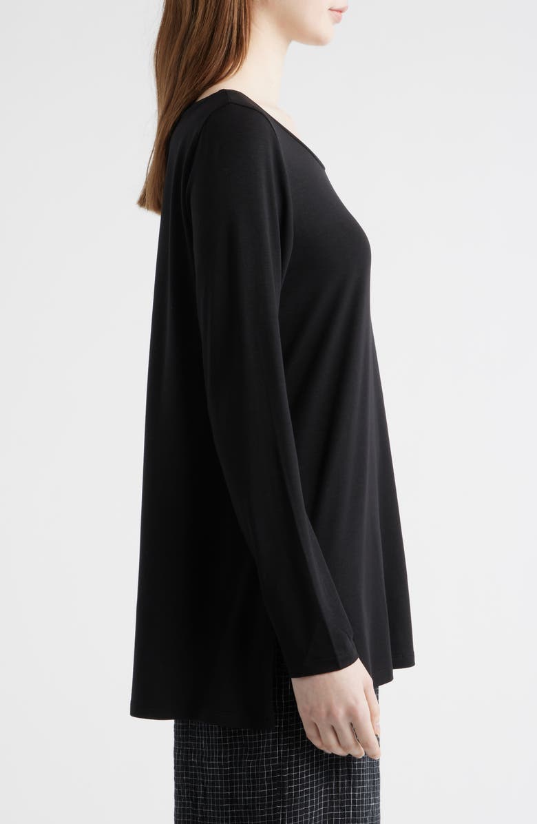 Eileen Fisher Ballet Neck Long Sleeve Tunic, Alternate, color, Black