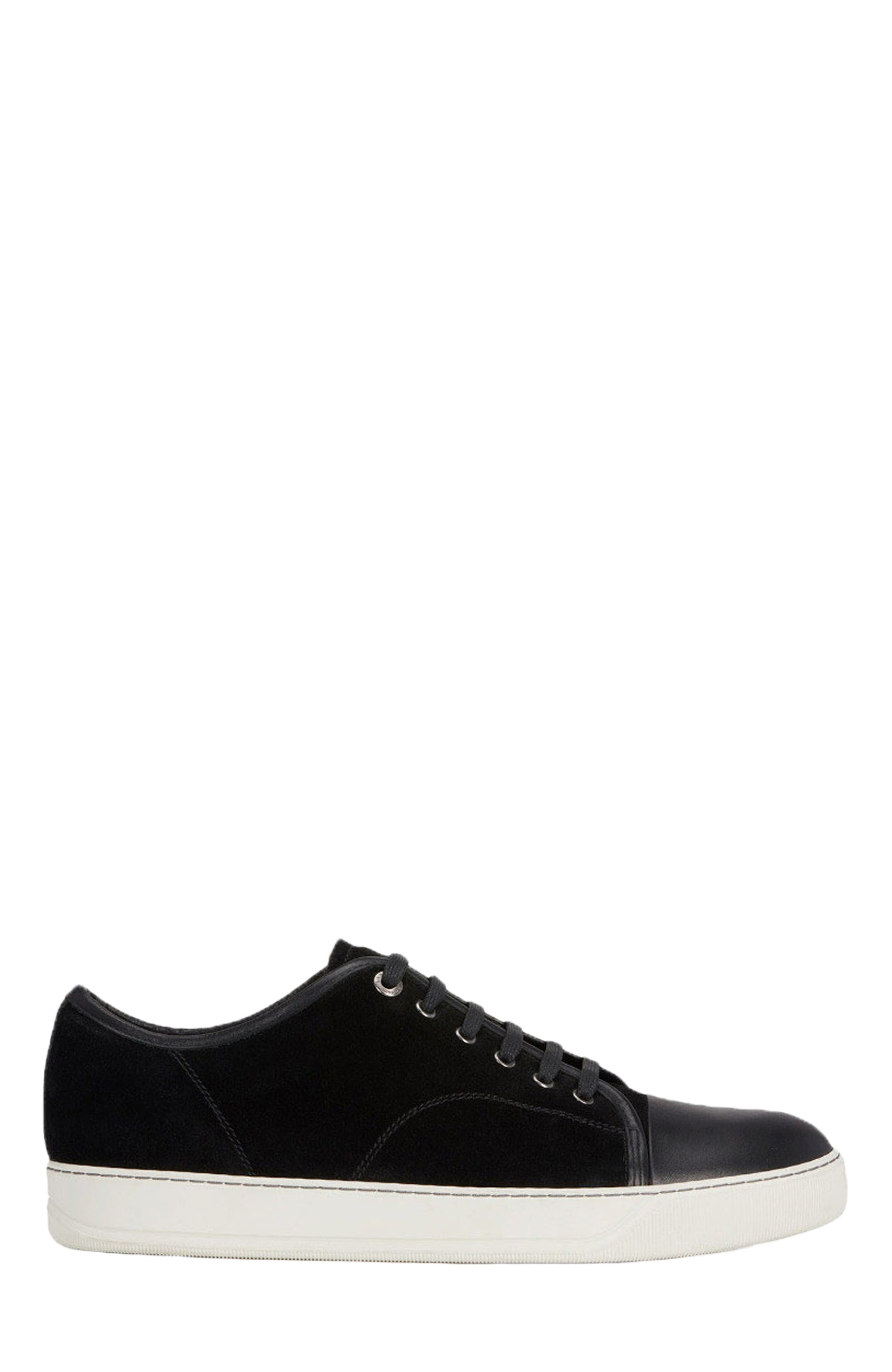 Lanvin Dbb1 Leather And Suede Sneakers, Alternate, color, Black