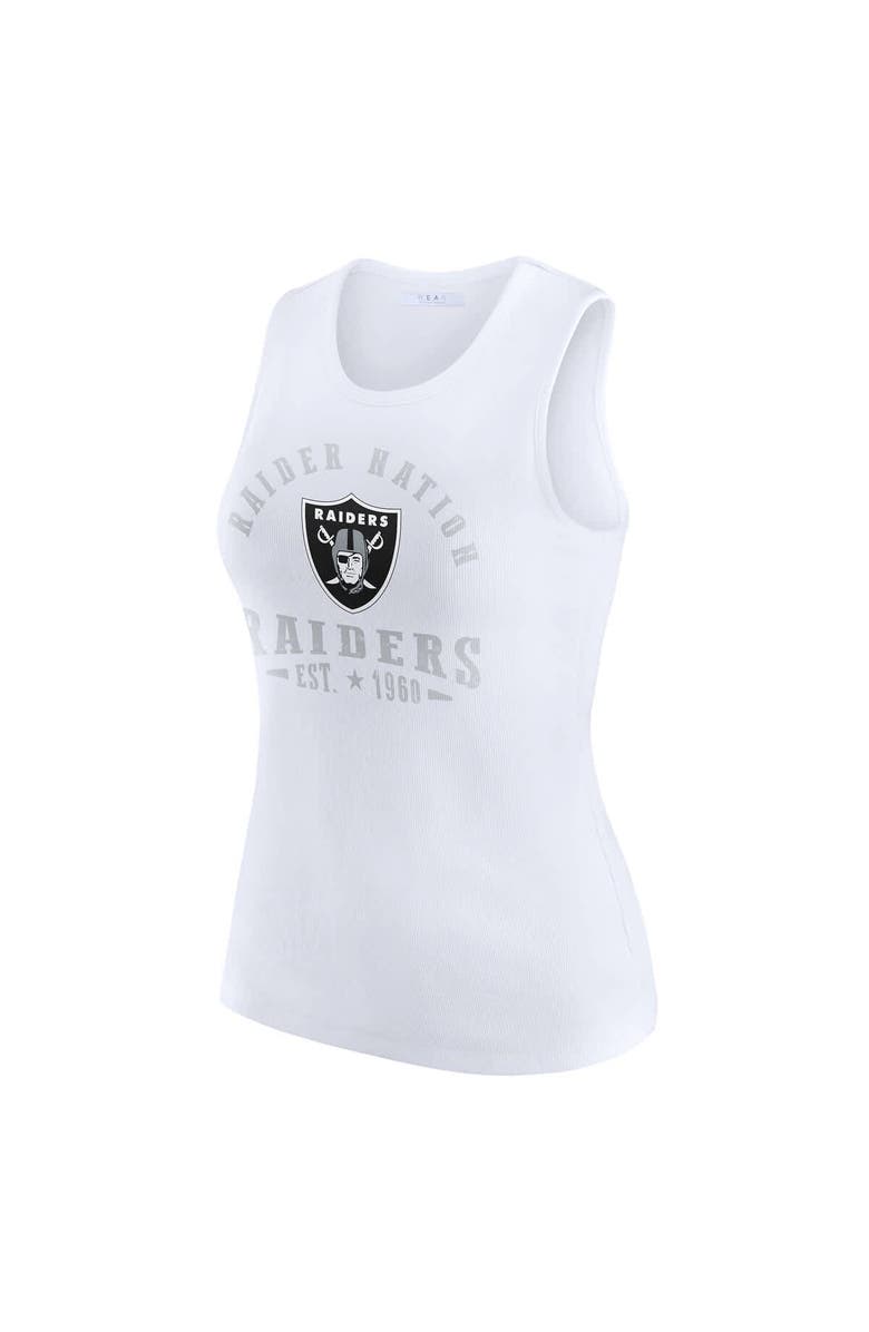 WEAR by Erin Andrews Women's WEAR by Erin Andrews White Las Vegas Raiders Ribbed Graphic Tank Top, Alternate, color, White
