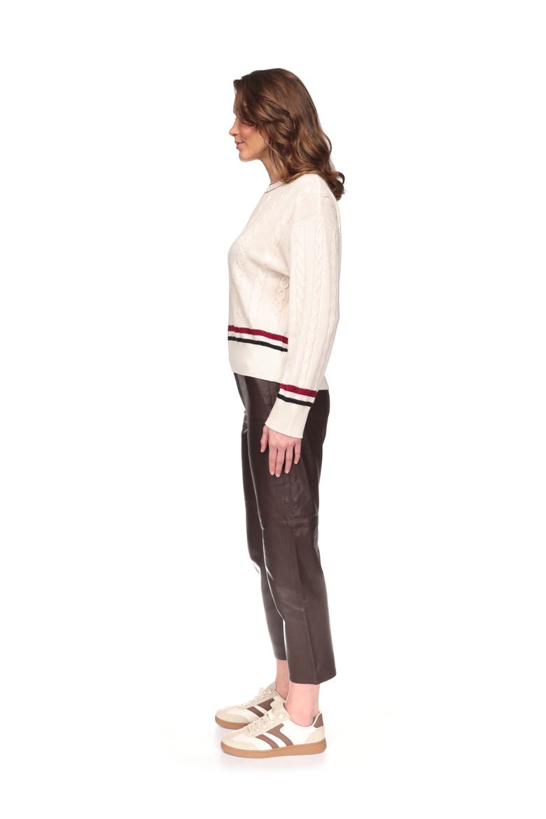 Varsity Crewneck Sweater, Alternate, color, Organic White