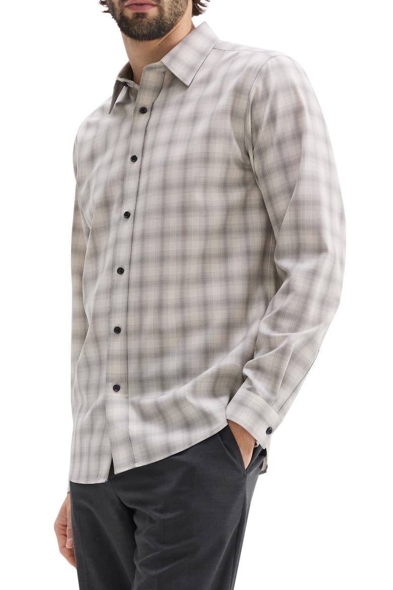 Irving Plaid Virgin Wool Button-Up Shirt, Alternate, color, SAND/ WLNT