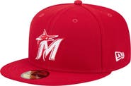 New Era Men's New Era Red Miami Marlins White Logo 59FIFTY Fitted Hat