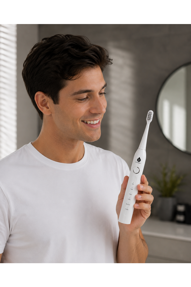 USB Rechargeable Sonic Toothbrush with 12 Brush Heads, Alternate, color, White