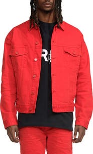 PURPLE BRAND Lava Palms Oversize Stretch Denim Trucker Jacket