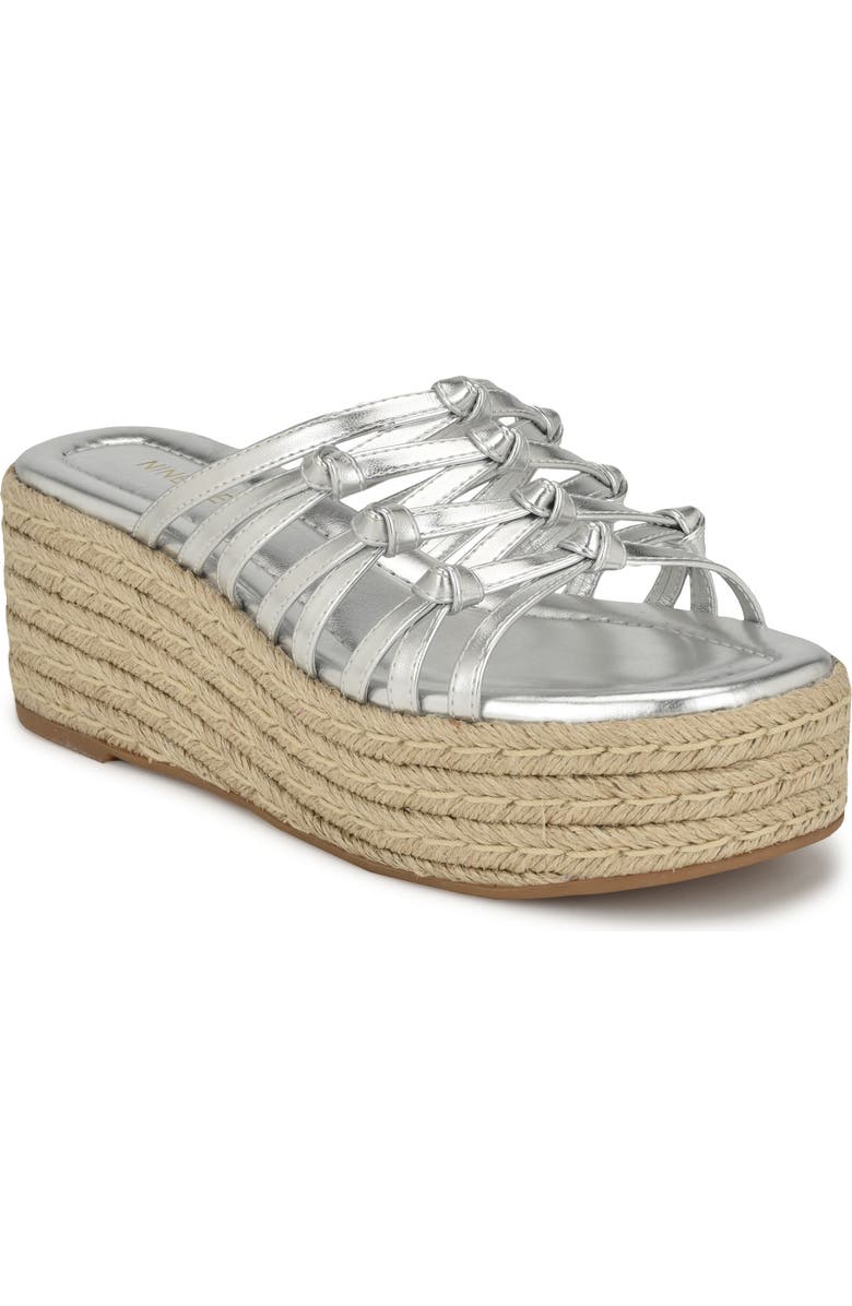 Nine West Cristy Espadrille Wedge Sandal, Main, color, Silver