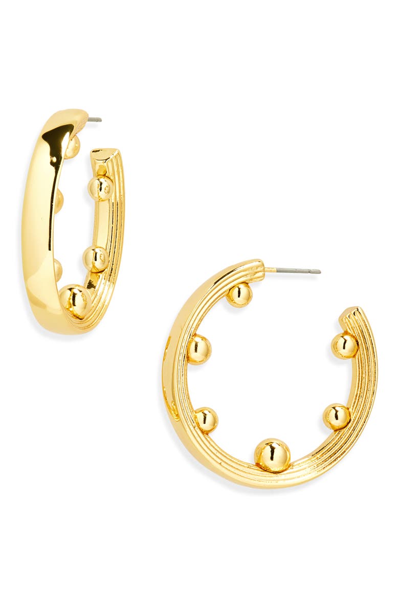 Ball Hoop Earrings, Main, color, GOLD