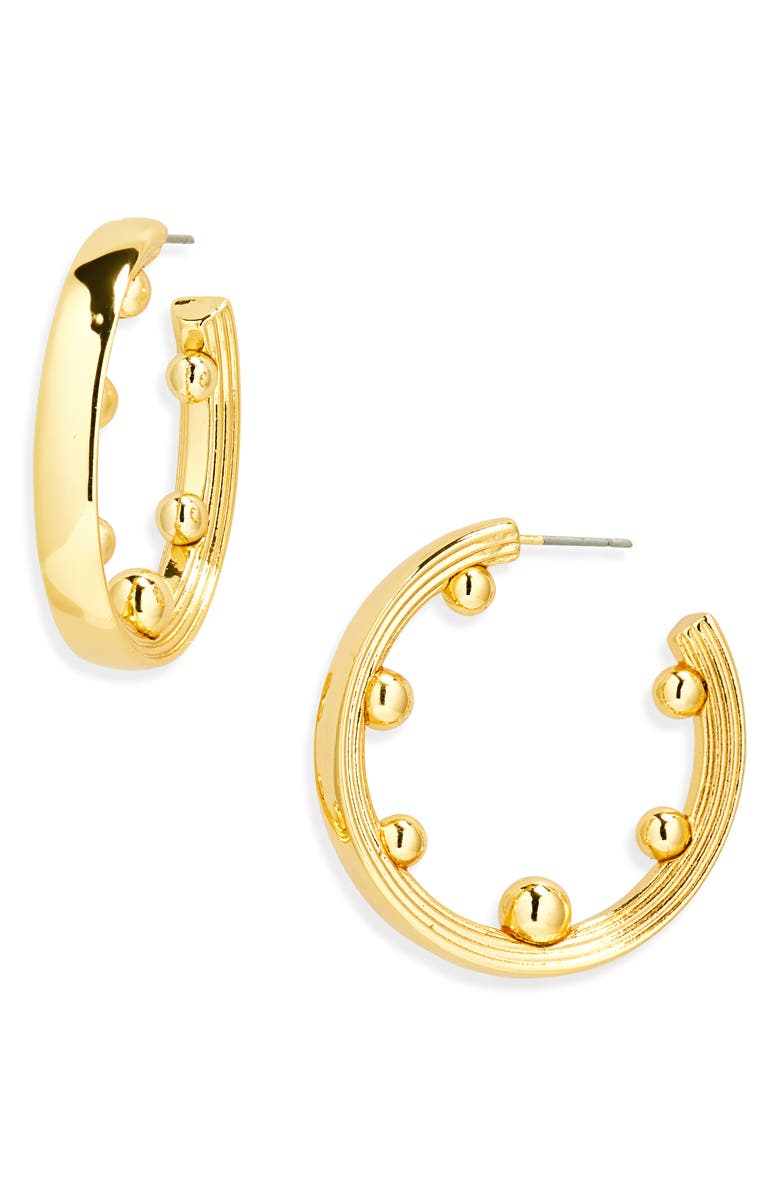 Kenneth Jay Lane Ball Hoop Earrings, Main, color, Gold