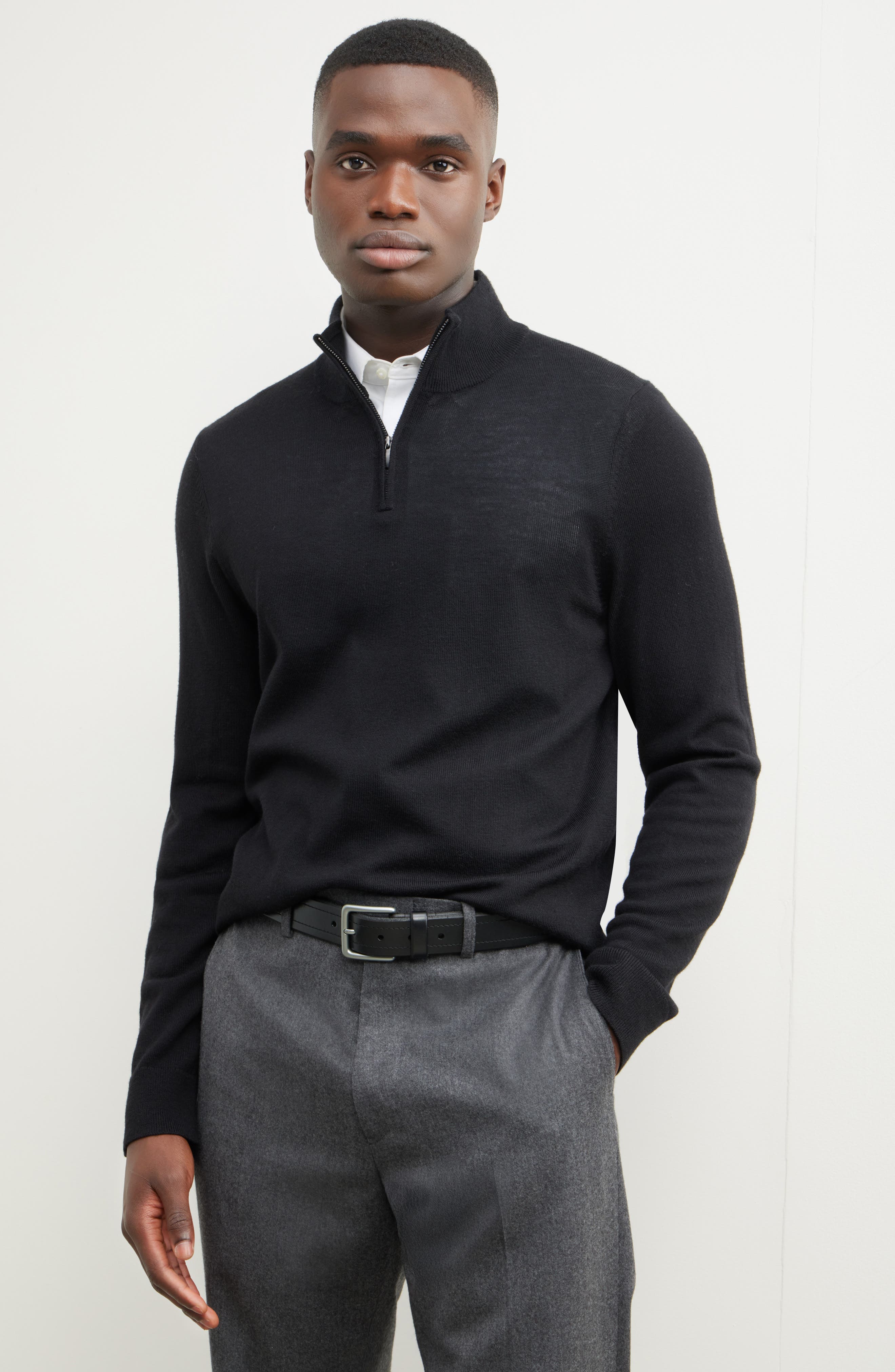 Nordstrom Washable Italian Merino Wool Quarter Zip Sweater