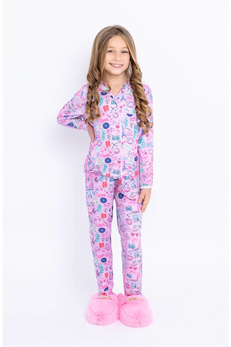 Printed Jersey Long Sleeve Pajama Pant Set, Main, color, Pink