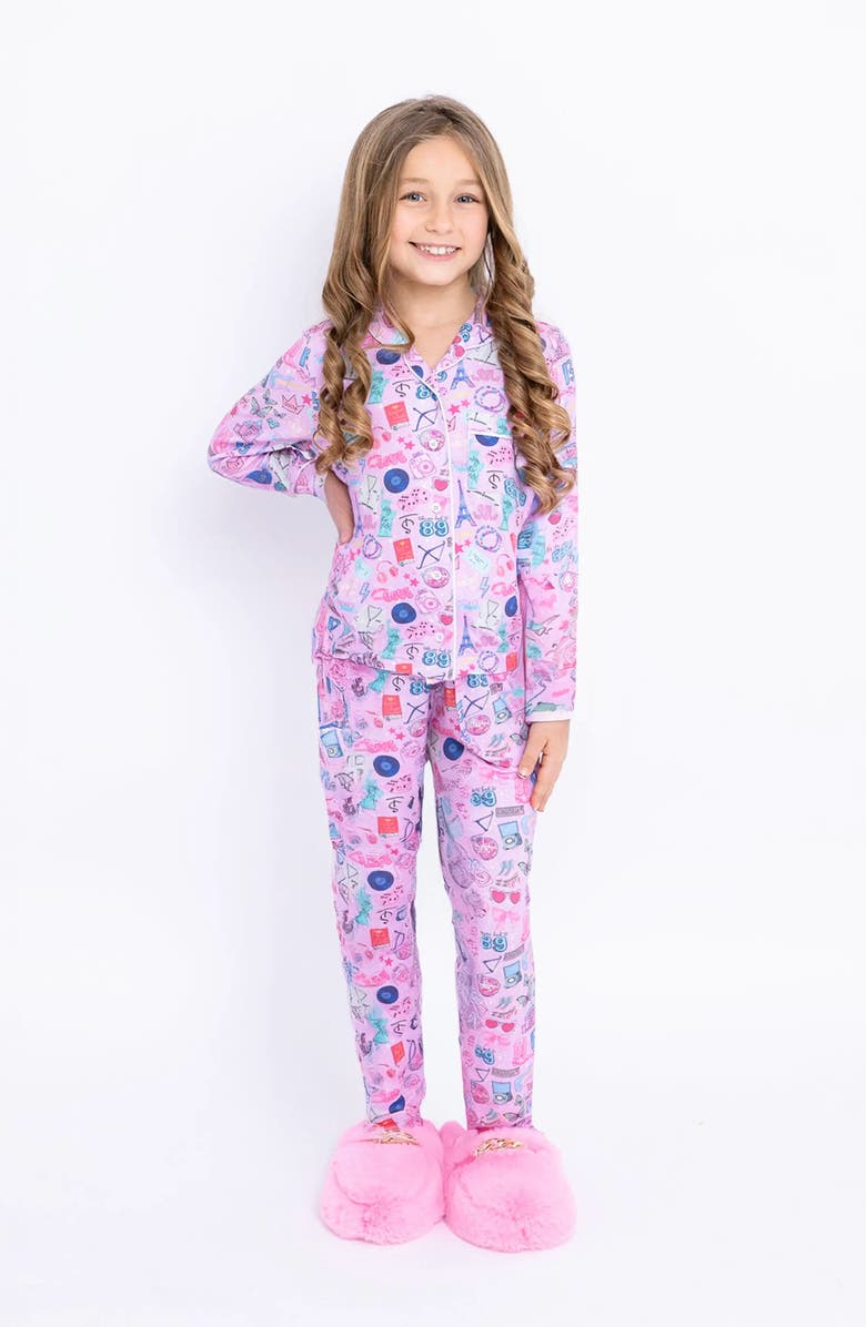 Preppy Goose Printed Jersey Long Sleeve Pajama Pant Set, Main, color, Pink