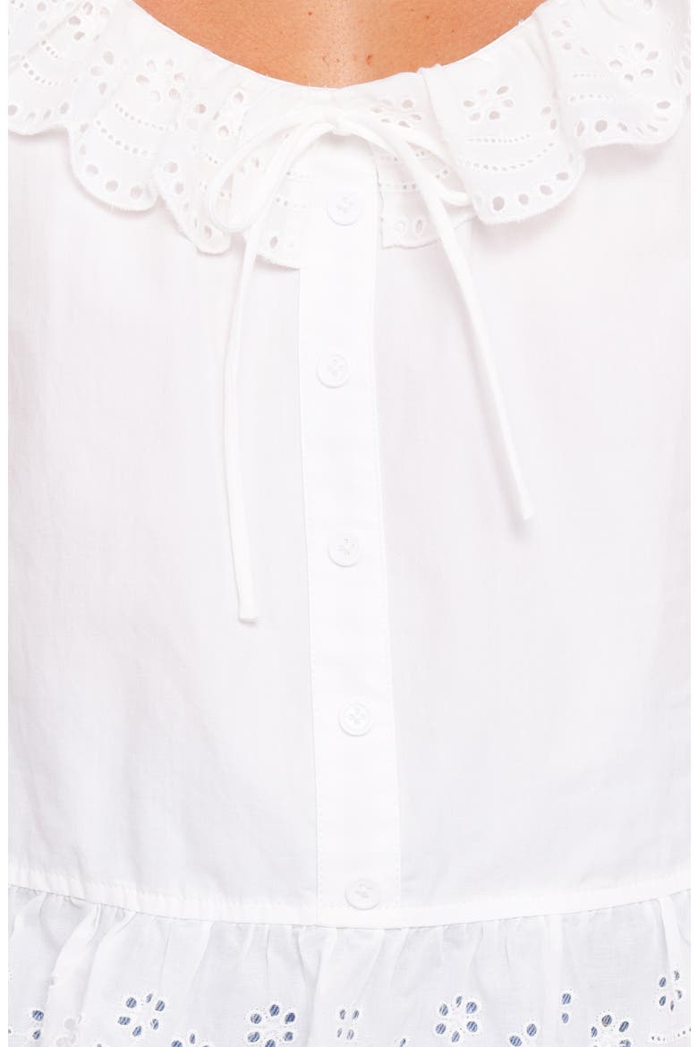 Anouk Eyelet Trim Button-Up Top, Alternate, color, WHITE