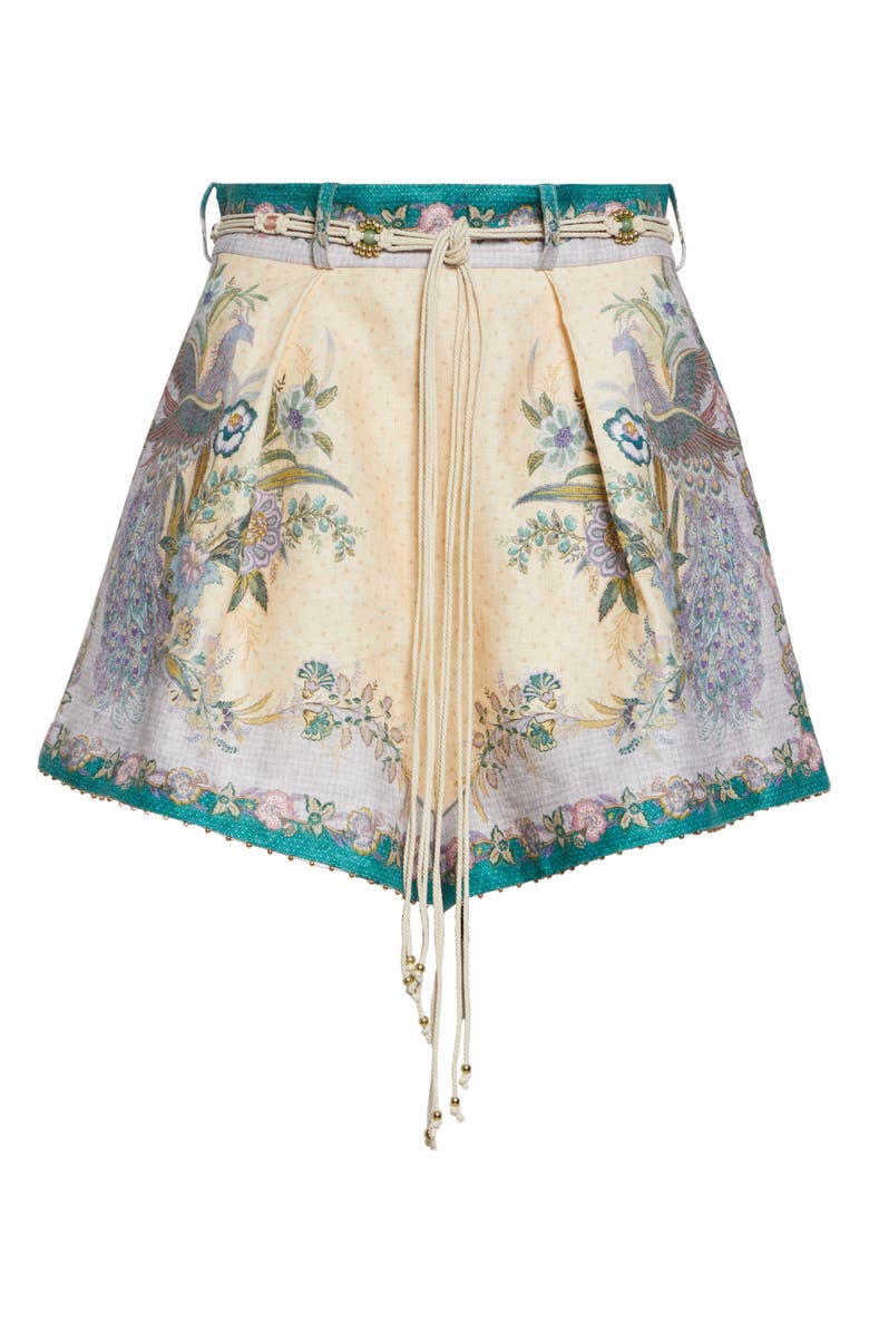 Zimmermann Indra Tuck Linen Shorts, Alternate, color, Cream Scarf Floral