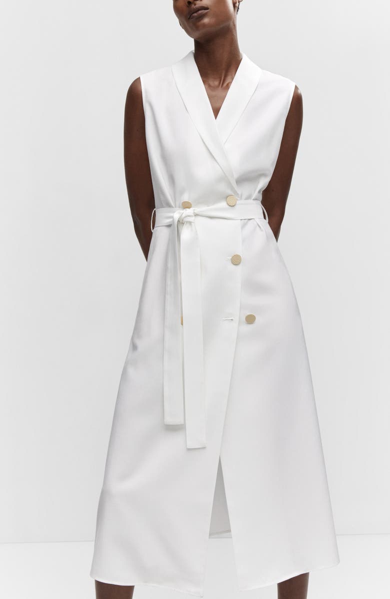 MANGO Belted Sleeveless Blazer Midi Dress, Alternate, color,