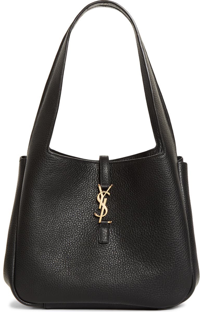 Saint Laurent Small Le 5 À 7 Bea Leather Tote, Alternate, color, Black