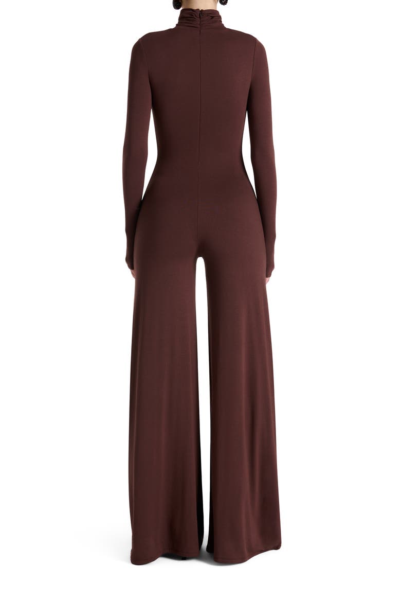 Sculpt Turtleneck Wide Leg Jumpsuit, Alternate, color, CHOCOLATE
