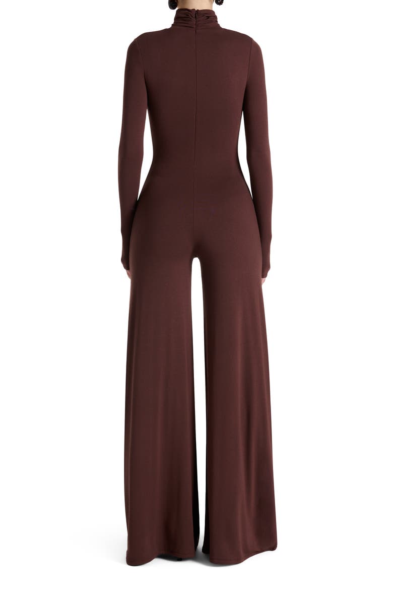 Naked Wardrobe Sculpt Turtleneck Wide Leg Jumpsuit, Alternate, color, Chocolate
