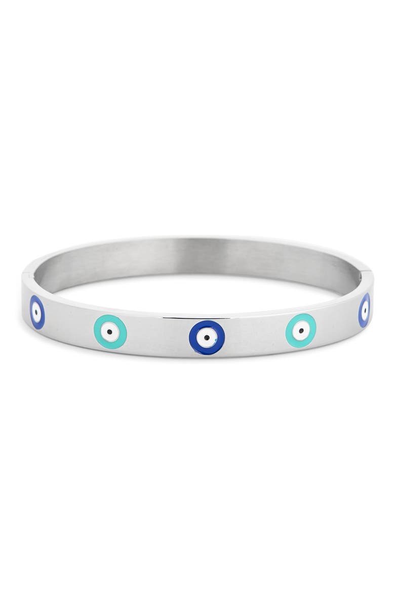 Men's Thiago Evil Eye Cuff Bracelet, Main, color, SILVER