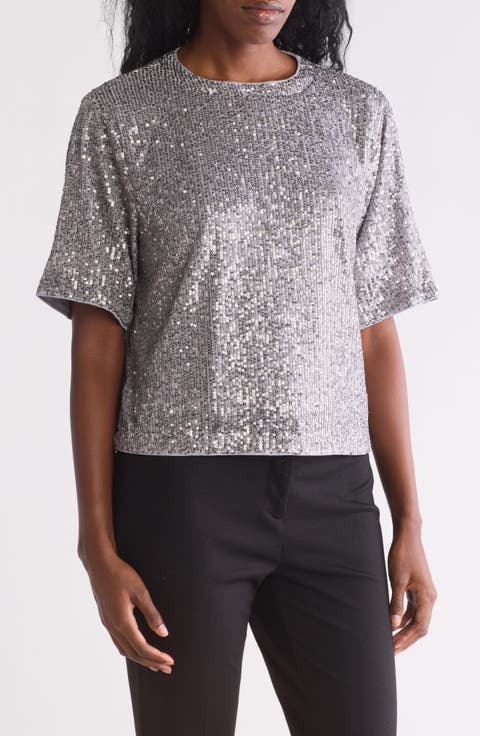Short Sleeve Sequin Top
