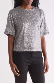 WISHLIST Short Sleeve Sequin Top