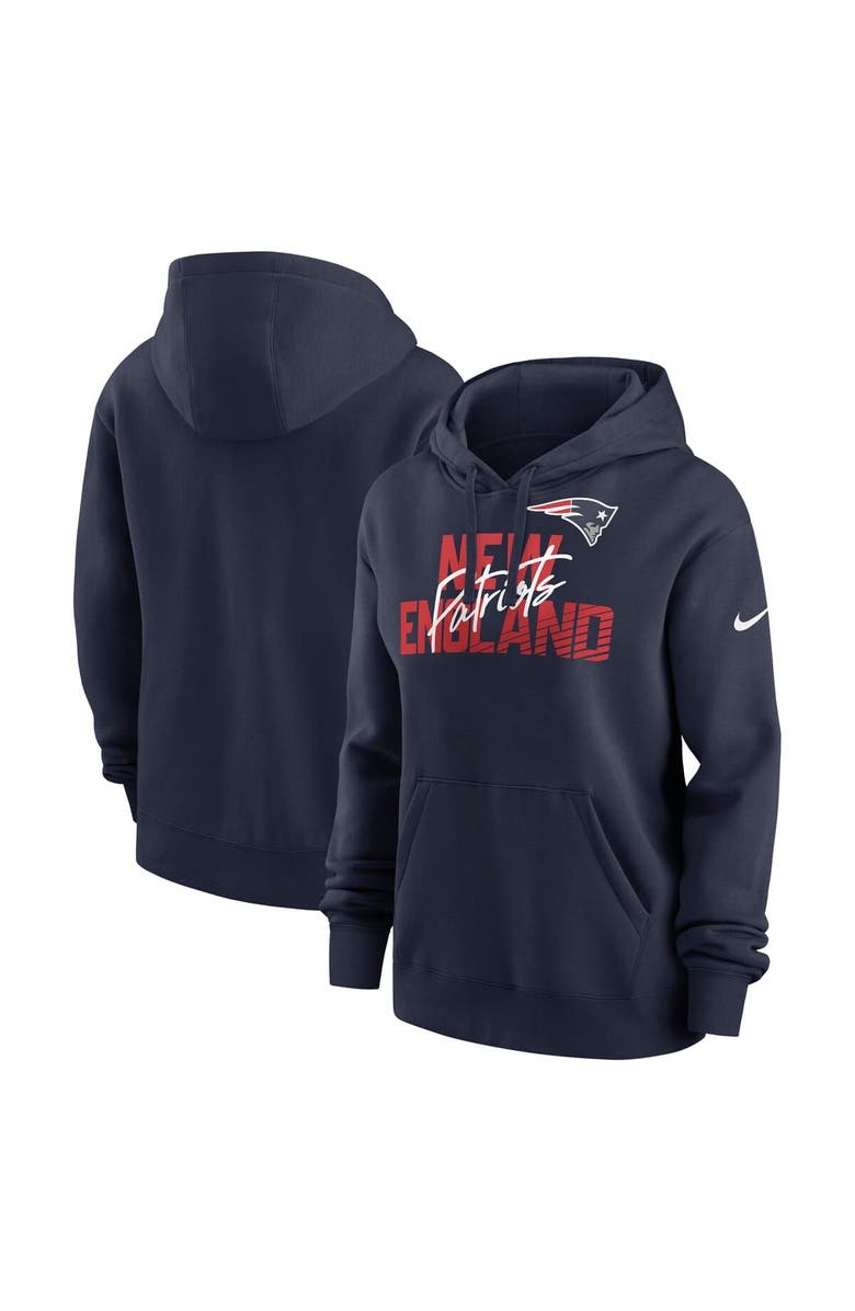 Nike Women's Nike Navy New England Patriots Wordmark Club Fleece Pullover Hoodie, Alternate, color, 