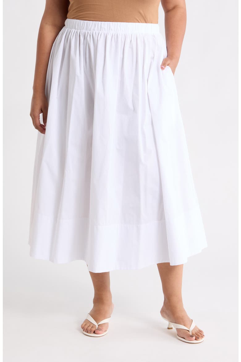 Cotton Poplin Midi Skirt, Main, color, WHITE