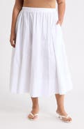 Renee C Cotton Poplin Midi Skirt