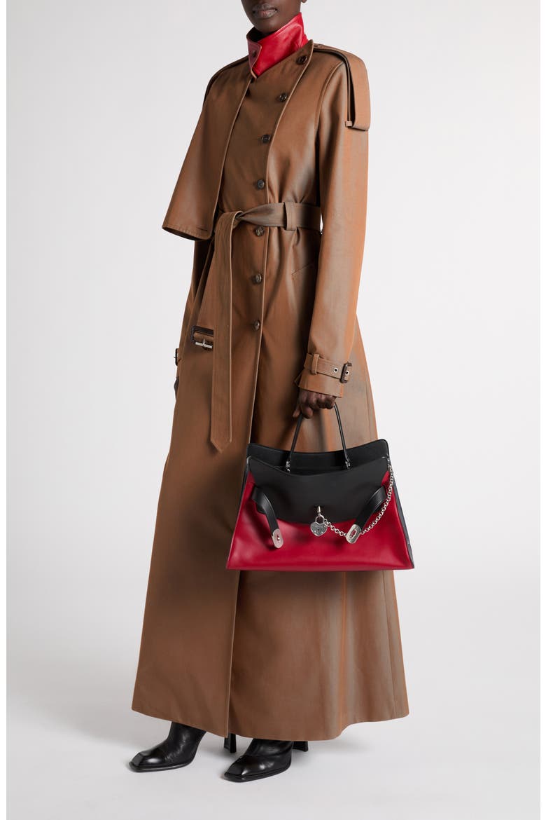 Long Cotton Trench Coat, Alternate, color, CEDAR - SIREN BLUE