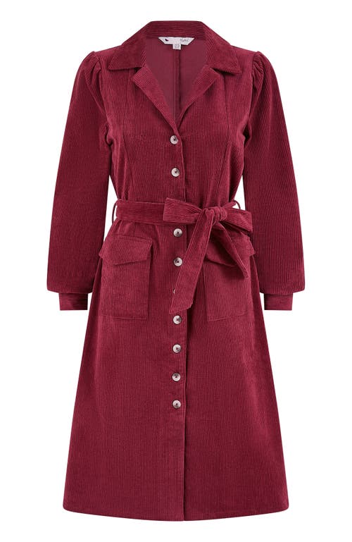 Yumi Cord Midi Shirt Dress In Red