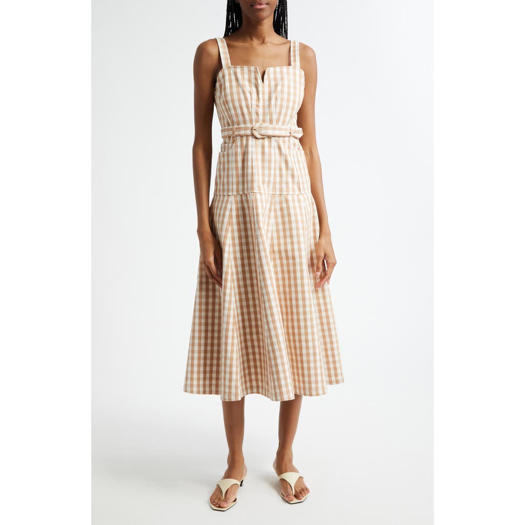 Cinq À Sept Tina Gingham Belted Denim Sundress