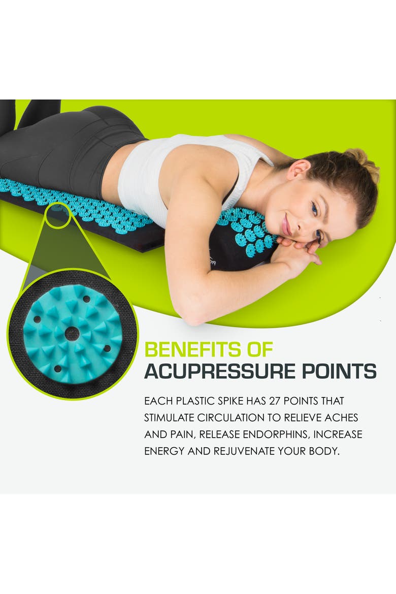 Acupressure Mat and Pillow Set, Alternate, color, Black-Aqua