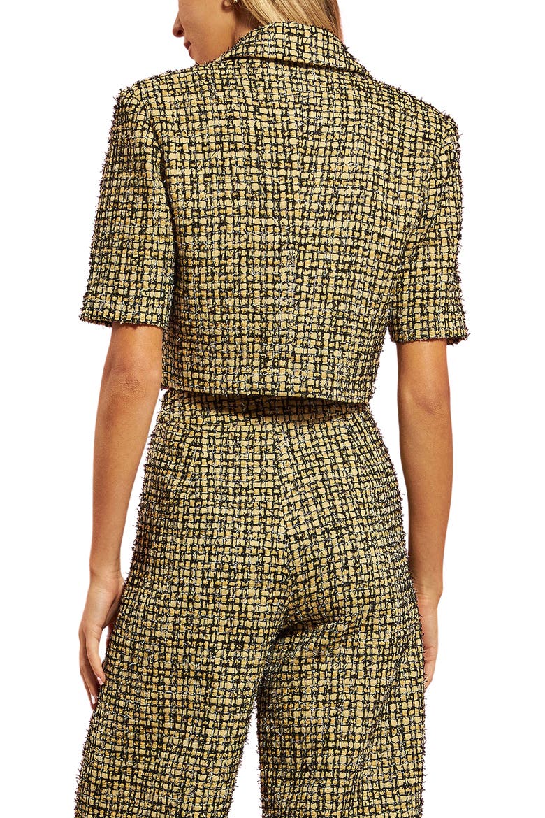 Premium Tweed Crop Jacket, Alternate, color, YELLOW/ BLACK